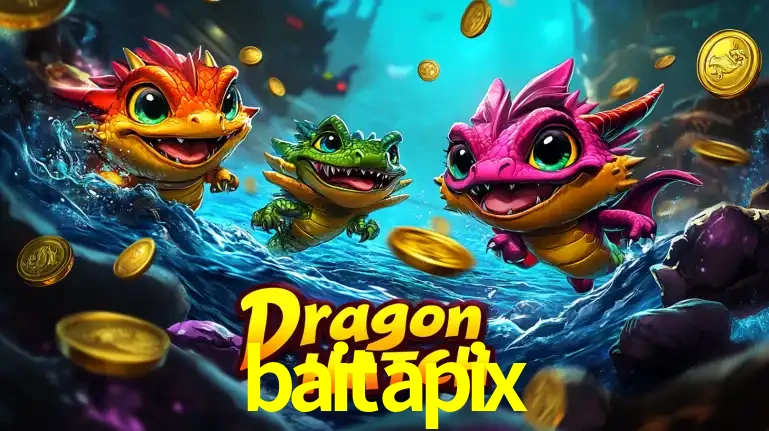 Arte promocional do jogo Dragon Hatch com três adoráveis dragões bebês nadando entre moedas de ouro, um dos slots mais divertidos para jogar no cassino baitapix.