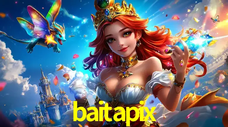 A princesa de um reino de fantasia mágico, com seu pequeno dragão, apresentando um mundo de prêmios encantados nos jogos de caça-níqueis do cassino baitapix.
